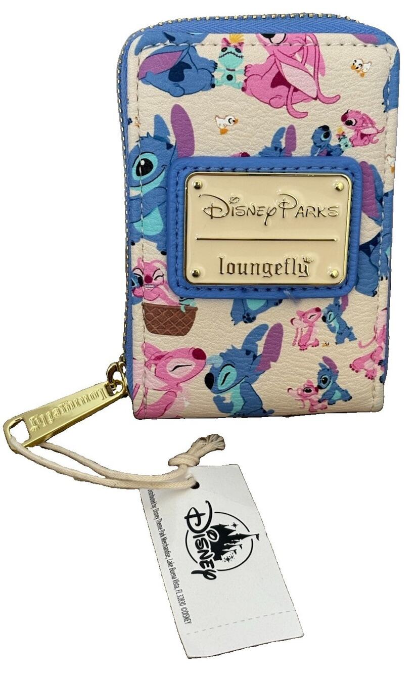 New Disney Parks Loungefly Lilo & Stitch Angel Accordion Card Holder Wallet